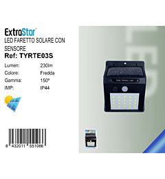 FARETTO SOLARE CON SENSORE 3W 230LM - 6500K