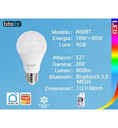 Lampadina LED E27 Bluethoot 10W 800lm - Luce RGBExtrastar