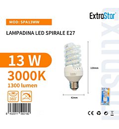 Lampadina LED Spirale E27 13W 1300LM - Luce Calda 3000KExtrastar