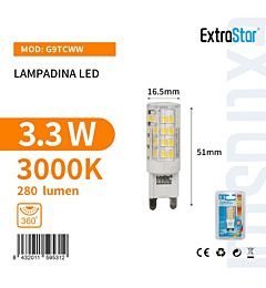 Lampadina LED G9 3.3W 280LM - Luce Calda 3000KExtrastar