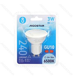 LED GU10 3W - LUCE FREDDA 6500K - 240LM