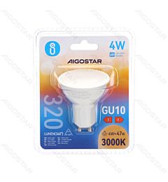 LED GU10 4W - LUCE CALDA 3000K - 320LM