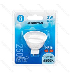 LAMPADINA LED MR16 3W - LUCE FREDDA - 250LM