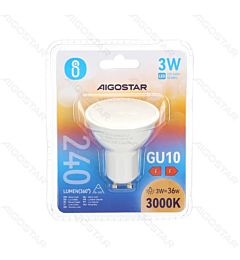 LED GU10 3W - LUCE CALDA 3000K - 240LM