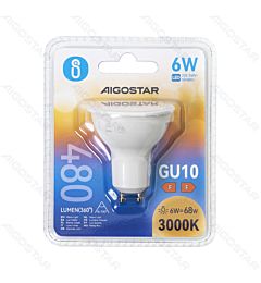 LED GU10 6W - LUCE CALDA 3000K - 480LMAigostar