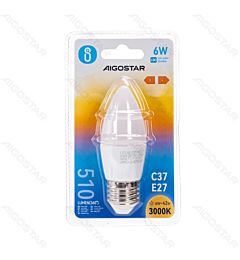 LAMPADINA LED C37 E27 6W - LUCE CALDA - 510LM