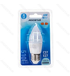 LAMPADINA LED C37 E27 6W - LUCE FREDDA - 510LM