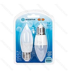 LAMPADINA LED C37 E27 3W - LUCE FREDDA 255LM - 2PZAigostar
