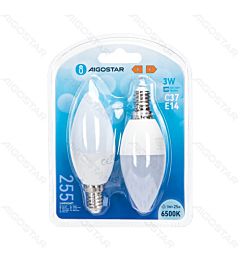LAMPADINA LED C37 E14 3W - LUCE FREDDA 255LM - 2PZAigostar