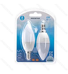 LAMPADINA LED C37 E14 6W - LUCE FREDDA 510LM - 2PZAigostar