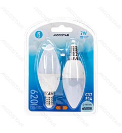 LAMPADINA LED C37 E14 7W - LUCE FREDDA 620LM - 2PZAigostar