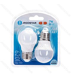MINI GLOBO LED G45 E27 7W - LUCE FREDDA 620LM - 2PZAigostar