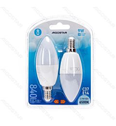 LAMPADINA LED C37 E14 9W - LUCE FREDDA 840LM - 2PZAigostar