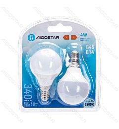 MINI GLOBO LED G45 E14 4W - LUCE FREDDA 340LM - 2PZAigostar