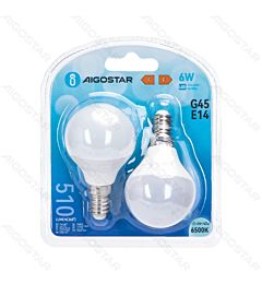 MINI GLOBO LED G45 E14 6W - LUCE FREDDA 510LM - 2PZAigostar