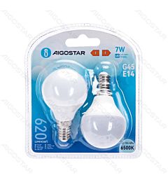 MINI GLOBO LED G45 E14 7W - LUCE FREDDA 620LM - 2PZAigostar