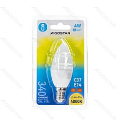 LAMPADINA LED C37 E14 4W - LUCE NEUTRA - 340LMAigostar