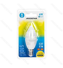 LAMPADINE LED C37 E14 6W - LUCE NEUTRA - 510LM