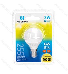 MINI GLOBO LED G45 E14 3W - LUCE NEUTRA - 255LMAigostar
