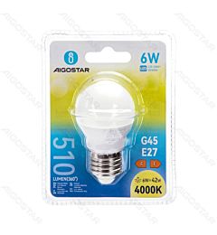 MINI GLOBO LED G45 E27 6W - LUCE NEUTRA - 510LMAigostar