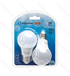 LAMPADINA LED A60 E27 8W - LUCE FREDDA 730LM - 2PZAigostar