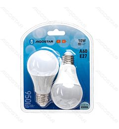 LAMPADINA LED A60 E27 10W - LUCE FREDDA 950LM - 2PZAigostar