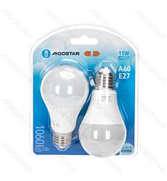 LAMPADINA LED A60 E27 11W - LUCE FREDDA 1060LM - 2PZAigostar