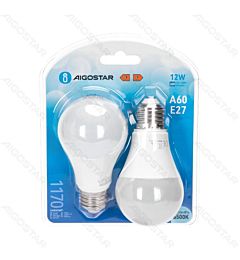 LAMPADINA LED A60 E27 12W - LUCE FREDDA 1170LM - 2PZAigostar