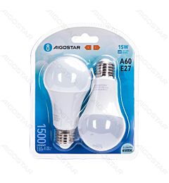 LAMPADINA LED A60 E27 15W - LUCE FREDDA 1500LM - 2PZAigostar