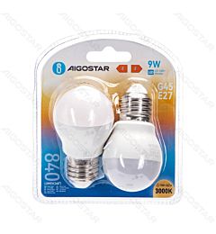 MINI GLOBO LED G45 E27 9W - LUCE CALDA 840LM -2PZ