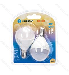 MINI GLOBO LED G45 E14 9W - LUCE CALDA 840LM - 2PZ
