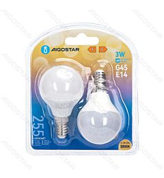 MINI GLOBO LED G45 E14 3W - LUCE CALDA 255LM - 2PZAigostar