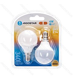 MNI GLOBO LED G45 E14 4W - LUCE CALDA 340LM - 2PZAigostar