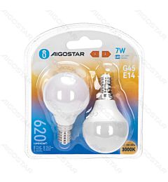 MINI GLOBO LED G45 E14 7W - LUCE CALDA 620LM - 2PZ