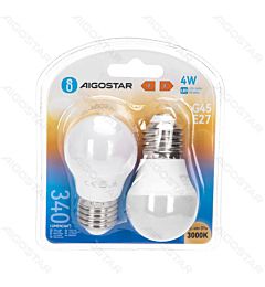 MINI GLOBO LED G45 E27 4W - LUCE CALDA 340LM - 2PZAigostar