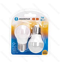 MINI GLOBO LED G45 E27 7W - LUCE CALDA 620LM - 2PZAigostar