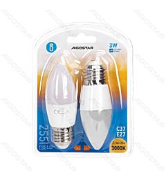 LAMPADINA LED C37 E27 3W - LUCE CALDA 255LM - 2PZAigostar