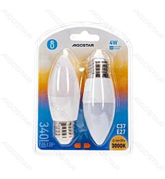 LAMPADINA LED C37 E27 4W - LUCE CALDA 340LM - 2PZAigostar