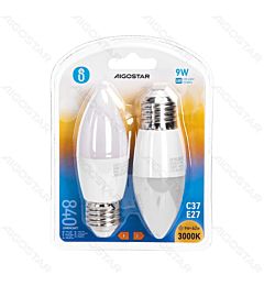 LAMPADINA LED C37 E27 9W - LUCE CALDA 840LM - 2PZAigostar