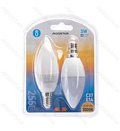 LAMPADINA LED C37 E14 3W - LUCE CALDA 255LM - 2PZAigostar