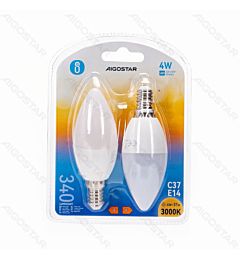LAMPADINA LED C37 E14 4W - LUCE CALDA 340LM - 2PZAigostar