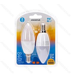 LAMPADINA LED C37 E14 9W - LUCE CALDA 840LM - 2PZAigostar