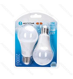 LAMPADINA LED A60 E27 19W - LUCE FREDDA 2000LM - 2PZAigostar