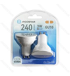 LED GU10 3W - LUCE FREDDA 6500K 240LM - 2PZ