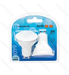 LED GU10 8W - LUCE FREDDA 6500K 640LM- 2PZAigostar