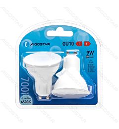 LED GU10 9W - LUCE FREDDA 6500K 700LM - 2PZAigostar