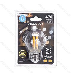 LAMPADINA LED G45 E27 4W - LUCE CALDA 2700KAigostar