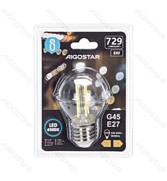 LAMPADINA LED G45 E27 6W - LUCE FREDDA 6500KAigostar