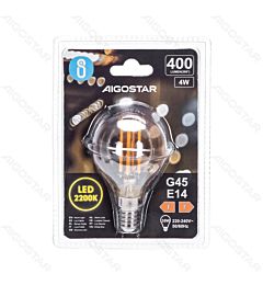 LAMPADINA LED G45 E14 4W AMBRATA - LUCE CALDA 2200K