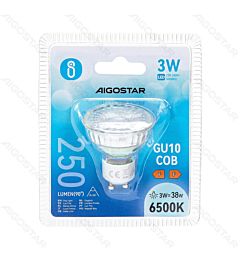 LED GU10 COB 3W - LUCE FREDDA 6500K - 250LMAigostar